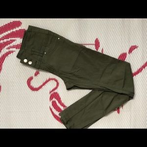 Army Olive Green High Waisted button skinny pants.